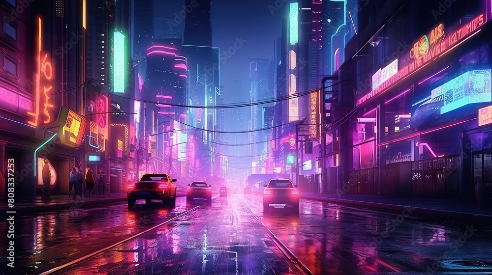 street of a futuristic city Generative AI