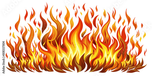 Fierce Blaze - vector illustration of orange and yellow flames