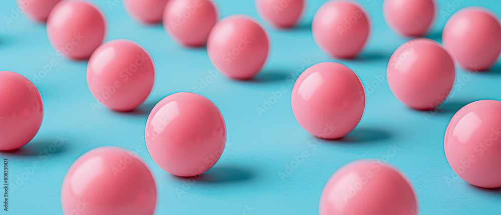 Repeating pattern with pink ping pong balls on blue background. Repeating pattern with pink ping pong balls on blue background.