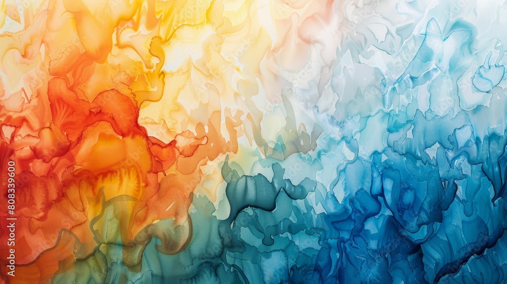 Abstract background with blue, orange and yellow watercolor splashes..jpeg