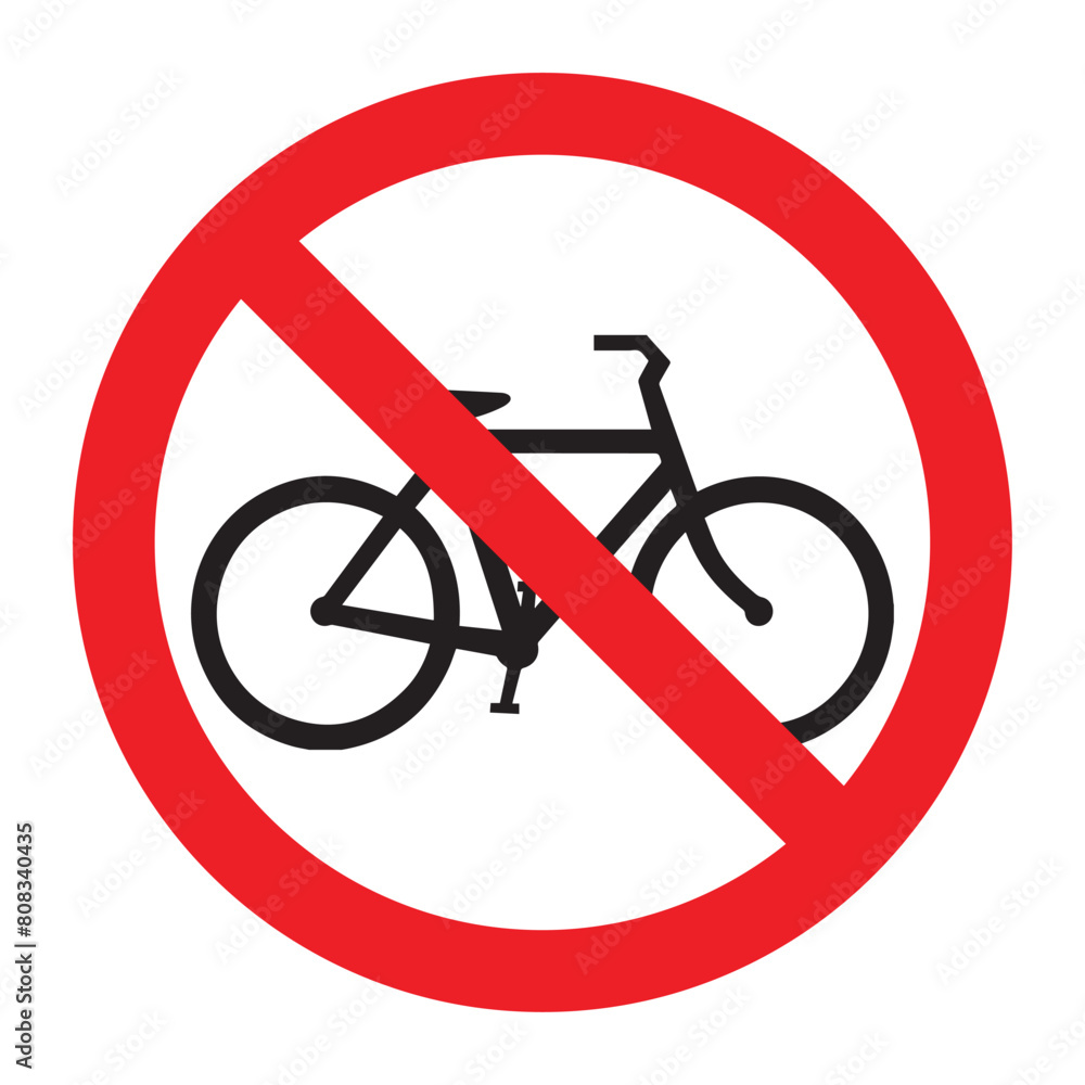 No bicycle allowed symbol vector ilustration on white background. Not allow bicycle sign. No Bicycles prohibited Traffic Sign The red circle prohibiting sing. No bicycle allowed symbol vector ilustration on white background. Not allow bicycle sign. No Bicycles prohibited Traffic Sign The red circle prohibiting sing.