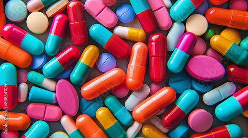 Brightly colored pills and capsules scattered artistically, perfect for discussions on medication safety and use.