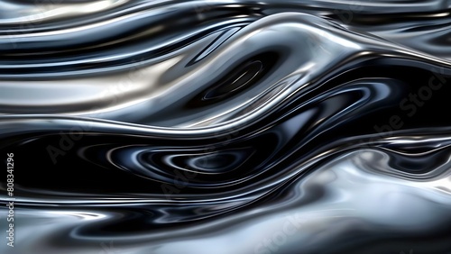 Glossy silver and black liquid metal texture for web promotion backdrop. Concept Metal Texture, Web Design, Promotion, Silver and Black, Liquid Effect