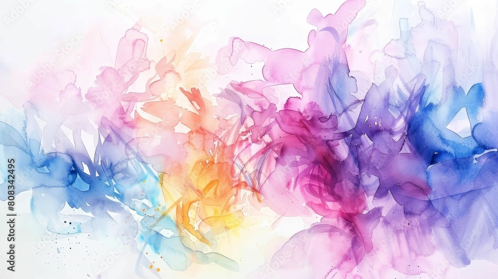 Abstract watercolor background with multicolored splashes and blots