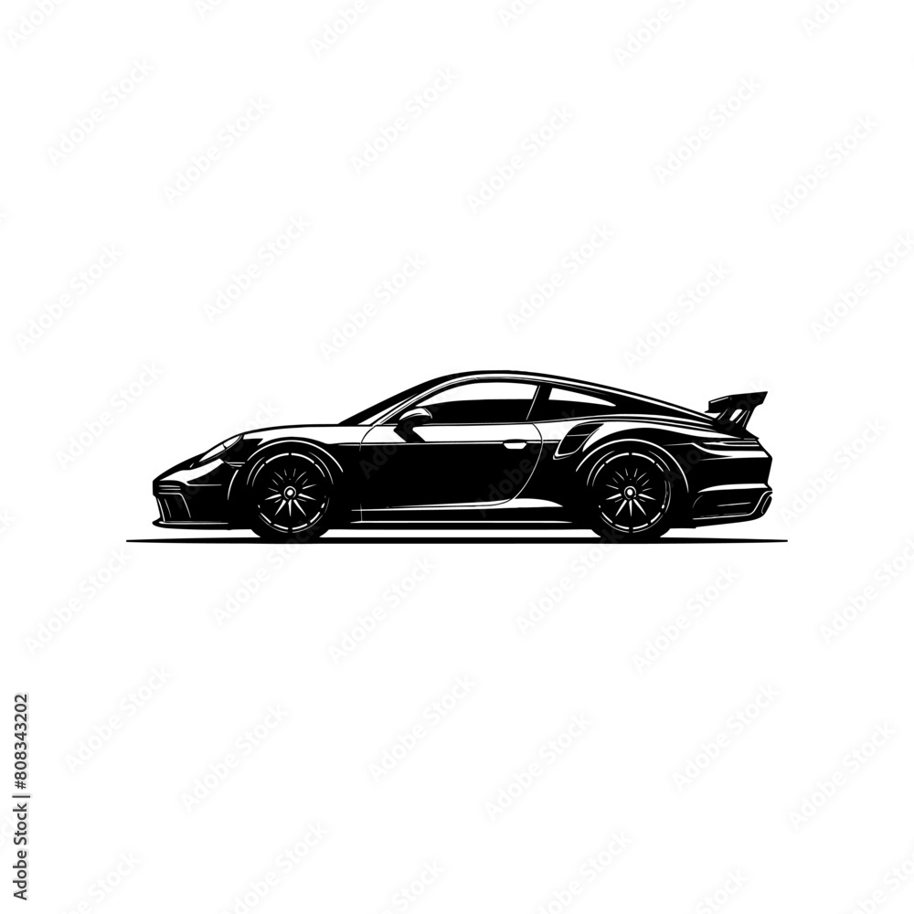 Car illustration, supercar, car silhouette, fast car, sports car, car side illustration