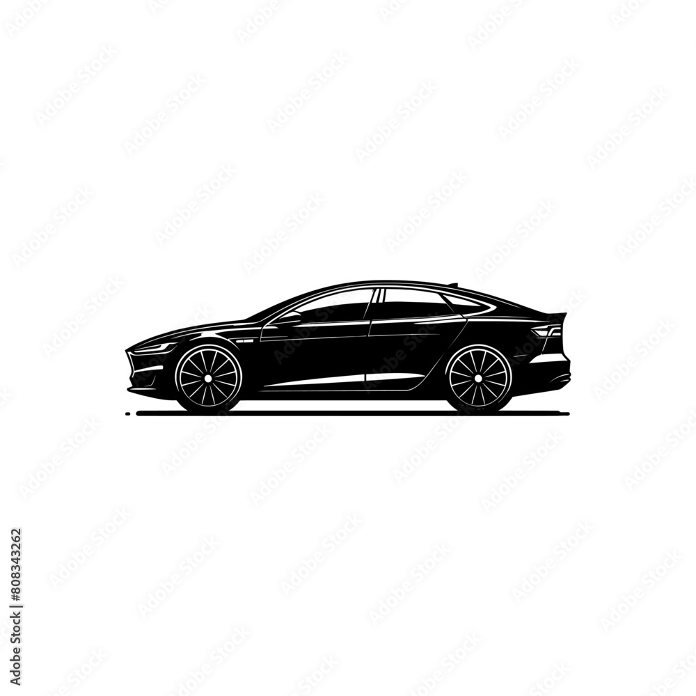Naklejka premium Car illustration, supercar, car silhouette, fast car, sports car, car side illustration