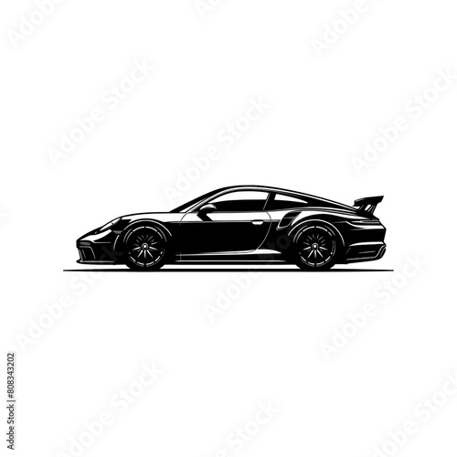 Car illustration, supercar, car silhouette, fast car, sports car, car side illustration