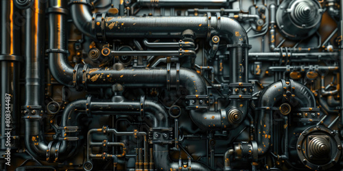 A texture of complicated black pipes background