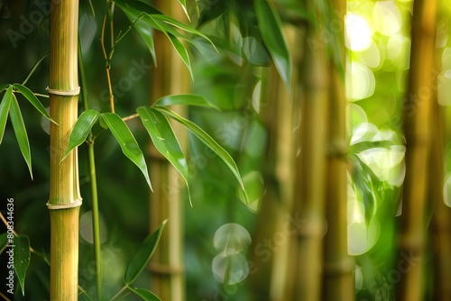 Lush bamboo grove bathed in light  zen and soothing nature photography