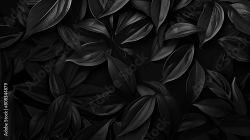 Black leaves on a black background. 3d rendering  3d illustration..jpeg