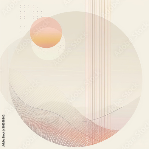 A cover for writing posts on social networks, framing the central text space with linear drawings, soft muted pastel colors. Frame with abstract geometric shapes. Harmonious background for text photo