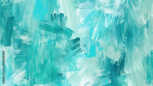 Cool tones of mint green and aqua backgroun, applied in vertical, uneven brushstrokes of varying thickness. photo