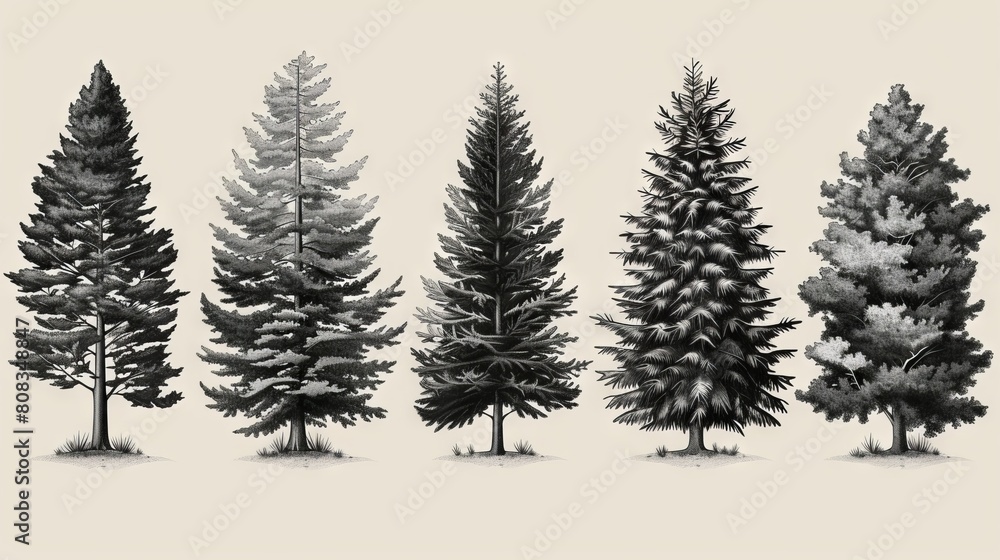 Tree linear modern icon. Tree shape, plants, pine, nature and ecology modern illustration collection. For logo, sticker, branding, etc.