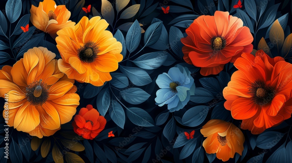 Seamless floral background with poppies. Vector illustration..jpeg