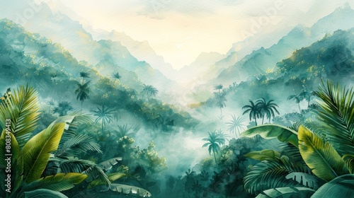 Illustration of tropical wallpaper tropical flowers  palm leaves