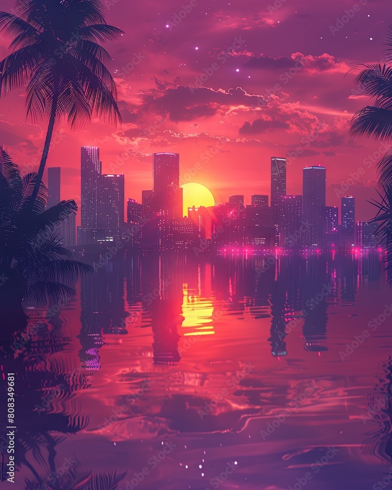 Obraz premium an illustration poster design of the city Miami,