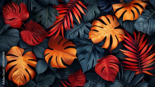 Seamless pattern of tropical monstera leaves. Vector illustration..jpeg