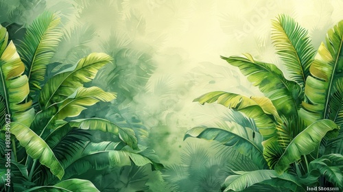 Illustration of tropical wallpaper tropical flowers  palm leaves