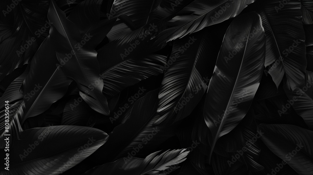 Tropical black leaves background. 3d rendering, 3d illustration..jpeg