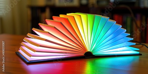 photo of glowing book with colorful magic  photo