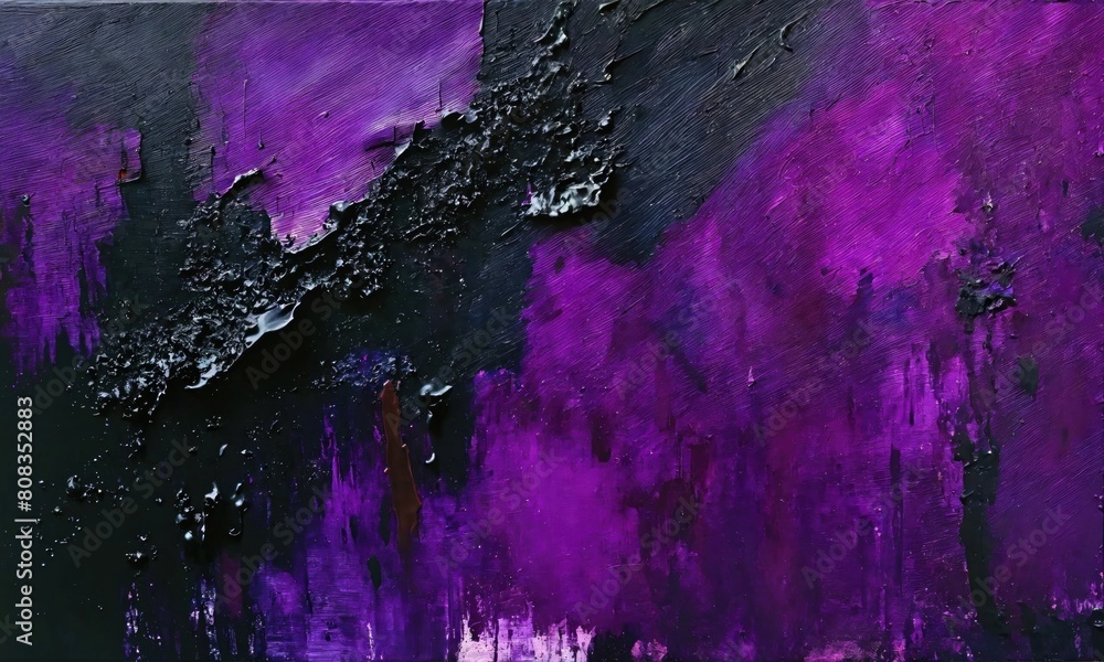 Dark violet and black painting, grunge background, oil on canvas. Contemporary painting. Modern poster for wall decoration