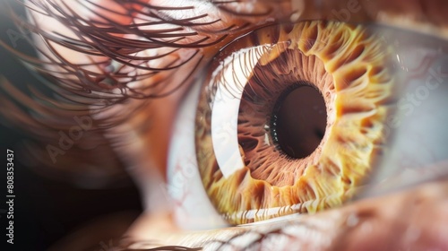 Medical illustration showing keratoconus in the eye. Keratoconus is a disorder that results in thinning of the cornea.