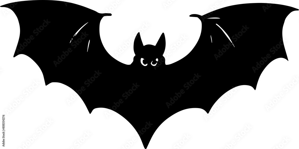 Silhouette of bat isolated on white background