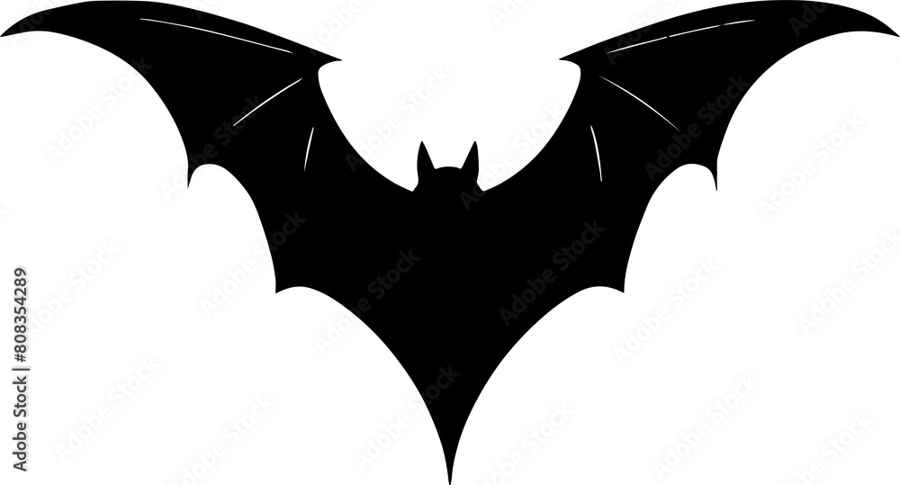 Silhouette of bat isolated on white background