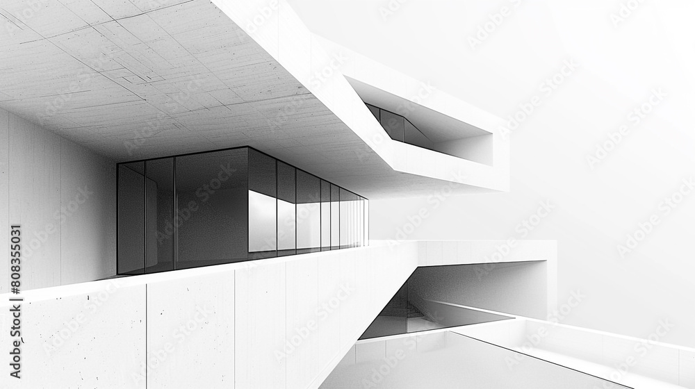 Obraz premium Photo of a Minimalist Symphony in White Architecture