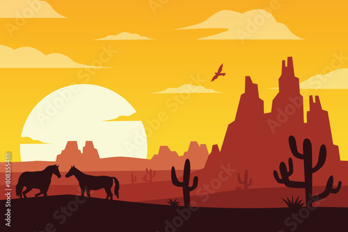 Desert landscape background for video conferencing © byMechul