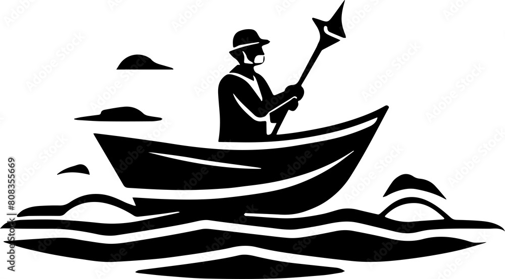 Big Ship or fishing boat on the sea icon isolated on white background Big Ship or fishing boat on the sea icon isolated on white background