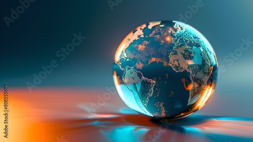 Digital Visualization of Earth on a Gradient Background Reflecting the Concept of Technology  Globalization and Environment. Perfect for Presentations and Websites. AI