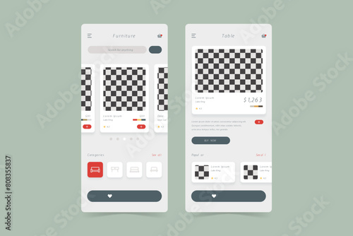 Furniture shopping app template pack
