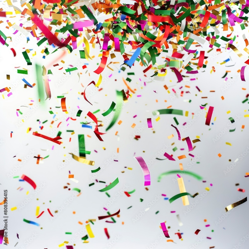 Paper Confetti Falls Gracefully Against A Clean White Backdrop, Illustrations Images Paper Confetti Falls Gracefully Against A Clean White Backdrop, Illustrations Images