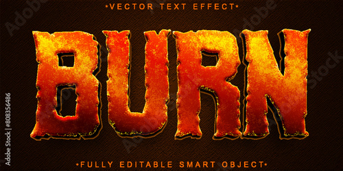 Orange Worn Fire Burn Vector Fully Editable Smart Object Text Effect