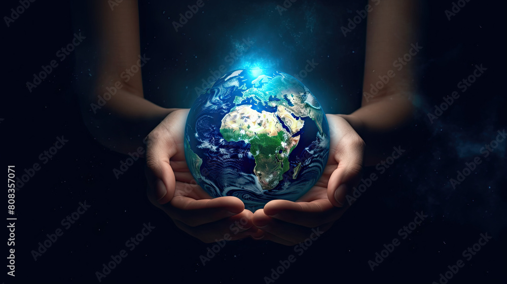 Glowing Earth In Human Hands Illustrates Hope And Unity In Darkness Glowing Earth In Human Hands Illustrates Hope And Unity In Darkness