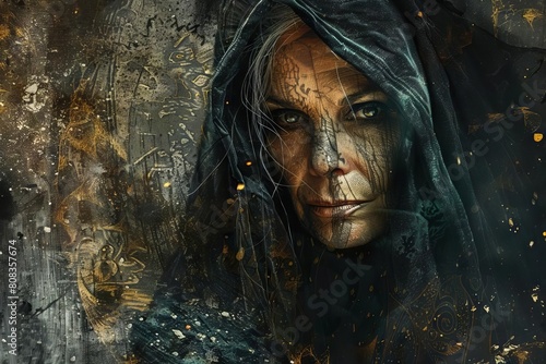 enigmatic witch portrait dark coven crones series digital fantasy art