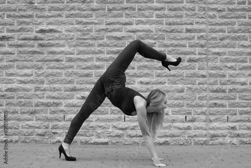 young athletic woman with good flexibility