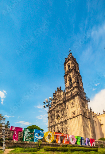 Templo de san francisco javier, church with baroque architecture in tepotzotlan state of mexico, with letter of the name of town photo