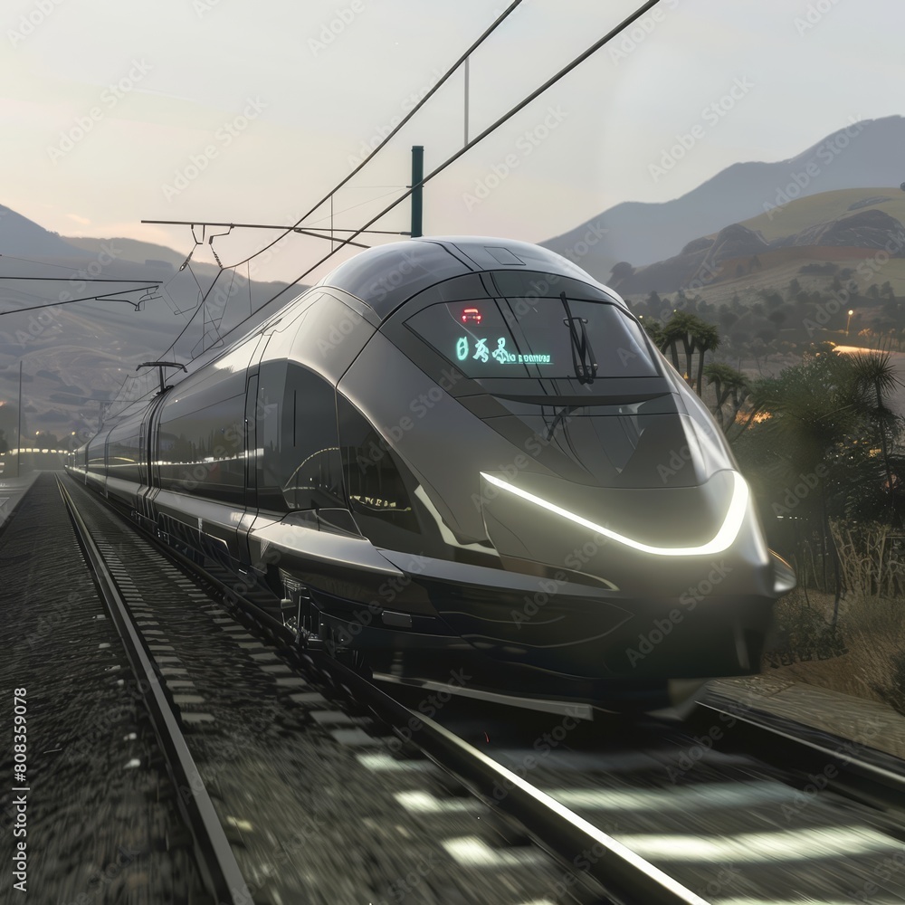 Fototapeta premium The highspeed rail zipped through the countryside