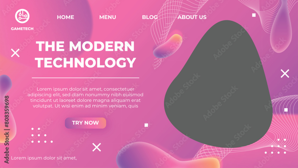Gradient abstract fluid technology landing page