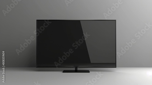 Realistic TV screen. Modern stylish lcd panel, led type. Large computer monitor display mockup. Blank television template

 photo