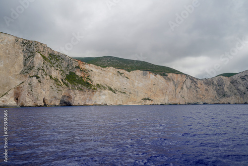 limestone cliffs and blue caves in Zakinthos photo