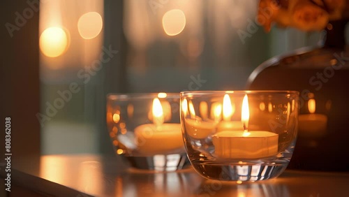 The ling candles create a mesmerizing view perfect for a romantic evening in. . photo