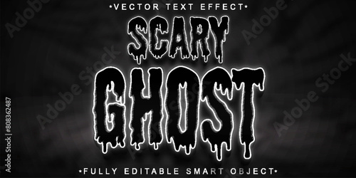 Cartoon Scary Ghost Vector Fully Editable Smart Object Text Effect