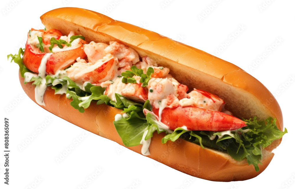 PNG A delicious lobster roll sandwich food seafood white background. PNG A delicious lobster roll sandwich food seafood white background.