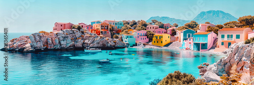 Colorful Mediterranean Coastline, Italian Village by the Sea, Summer Travel Destination photo