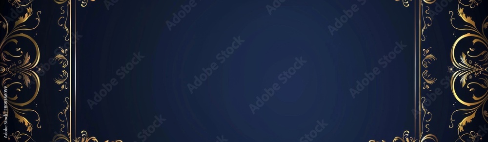 Blue background with golden decoration with copy space Generative AI Blue background with golden decoration with copy space Generative AI