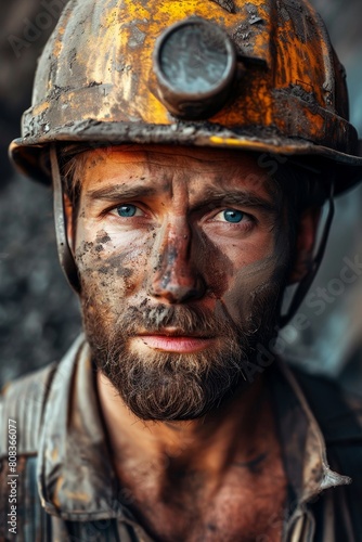 Miner in a helmet at the mine Generative AI