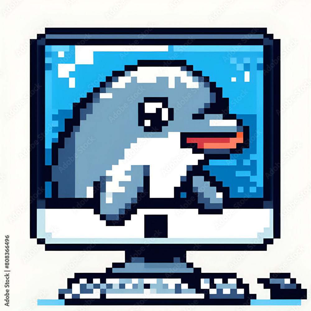 Fototapeta premium pixel illustration of a dolphin 